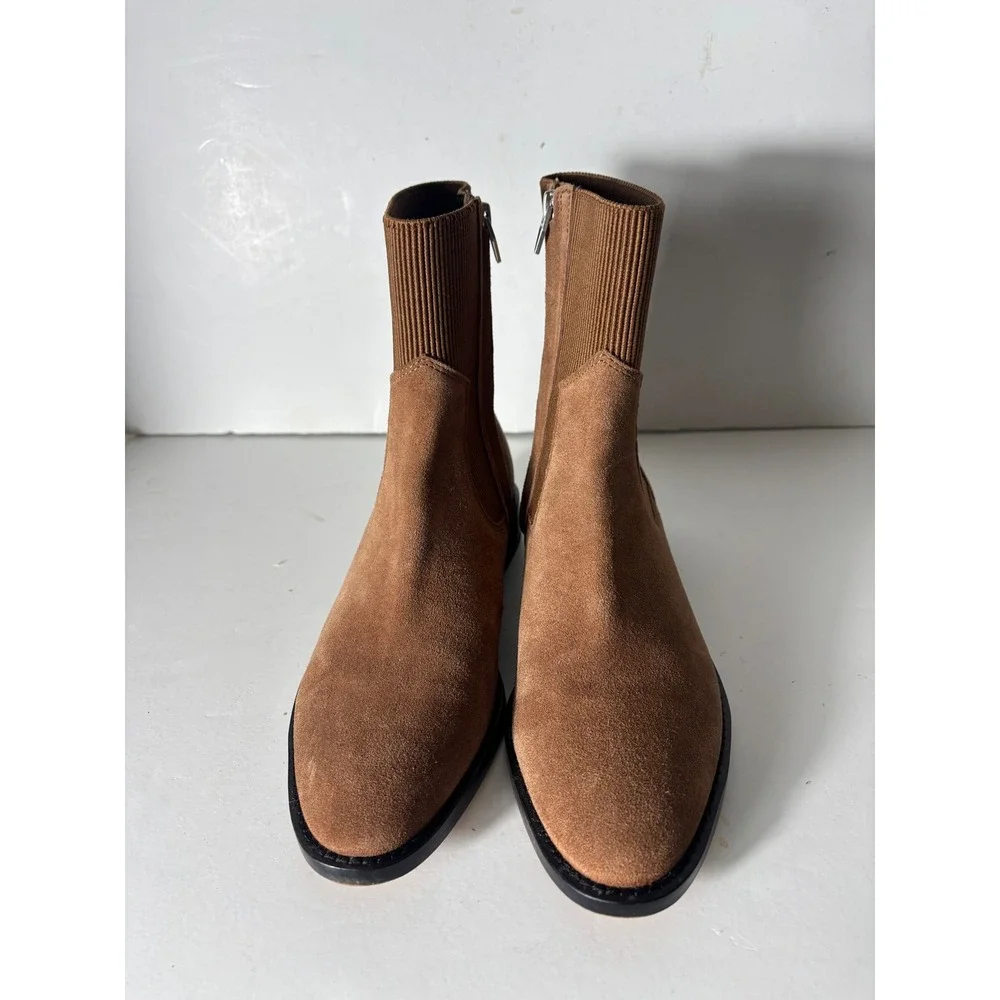 Dolce Vita Gineva Boot Womens 8.5 Brown Suede Leather Ankle Western Boho Neutral